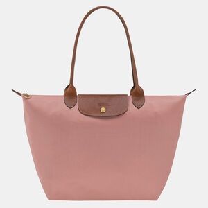Longchamp Pink Shoulder Bag with Brown Accents